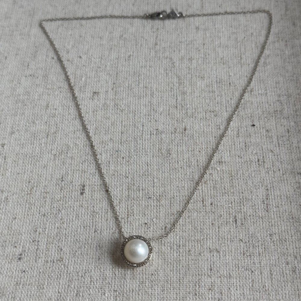 Chan Luu Sterling Silver Pearl and Diamond Necklace